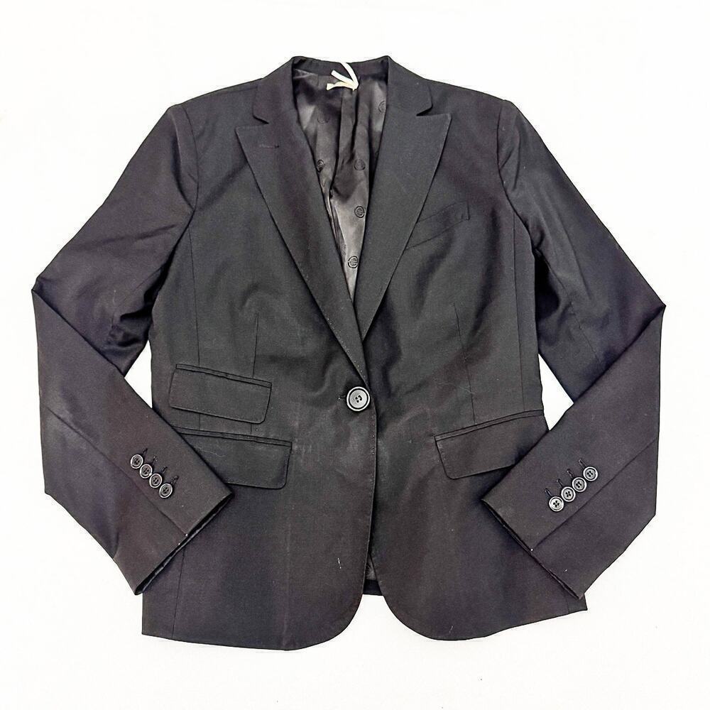 Max Studio Wool 1-Button Black Jacket Blazer Size 6 MINT